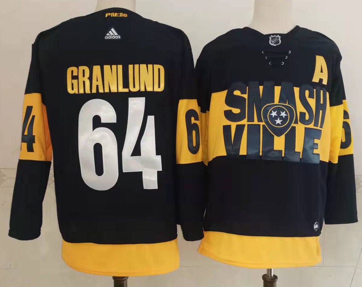 Men Nashville Predators #64 Granlund Black New 2022 Adidas NHL Jersey->minnesota wild->NHL Jersey